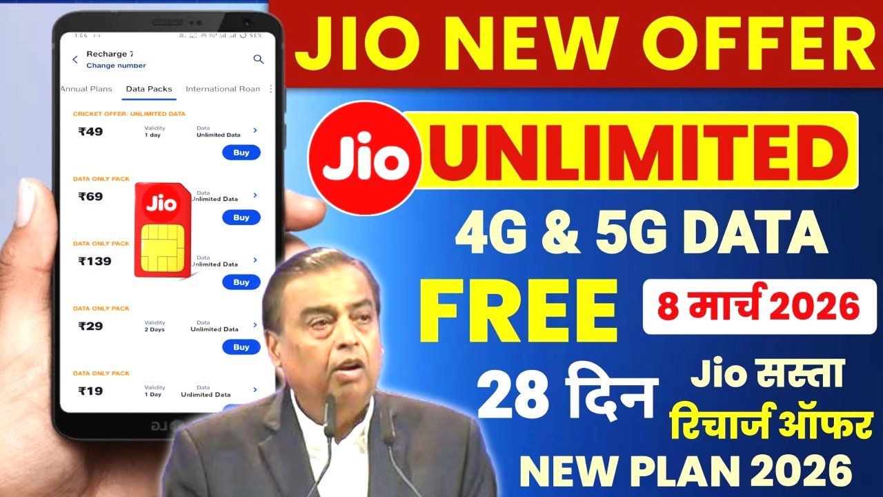 Jio New Unlimited Data Plan 2026 | Jio Unlimited 4G + 5G Data Plans